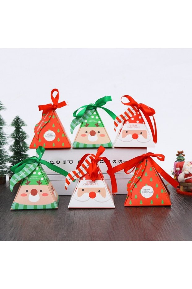 8x8x9cm 12pcs-type932 12pcs Merry Christmas Candy Gift Box with Tag Kraft Paper Cookies Gift Packing