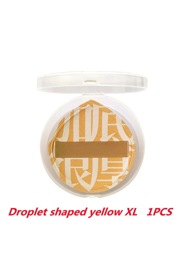 1PC-Yellow 1/2Pcs Soft Non-Eating Foundation Sponge Puff, High Density & Bouncy, For More Flawless M