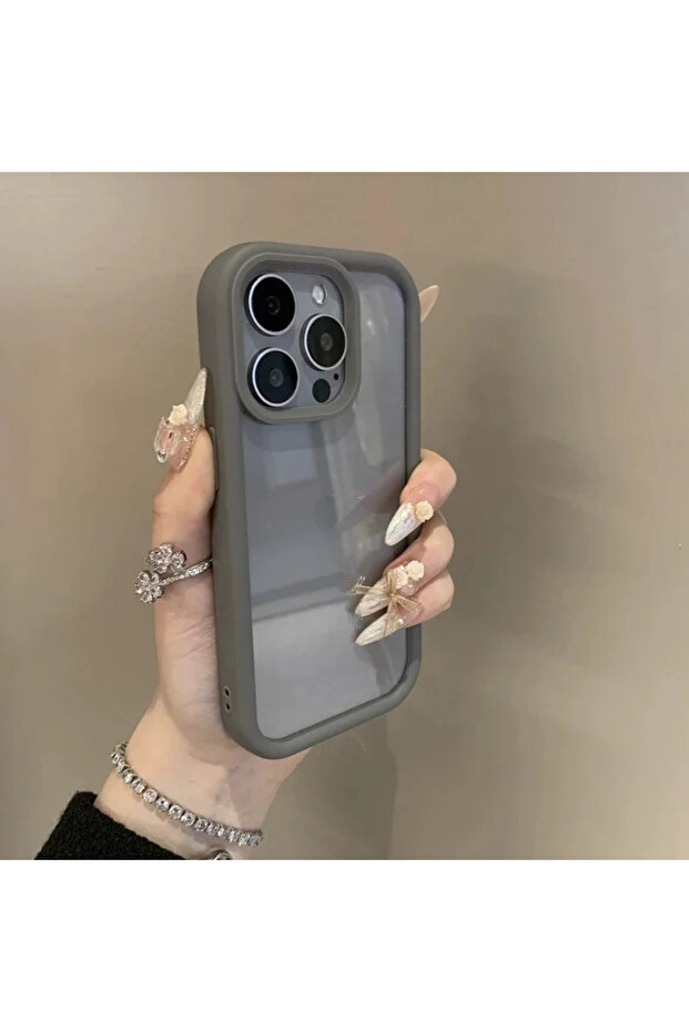 غلاف هاتف فاخر شفاف صلب رمادي اللون لهاتف iPhone 16 Pro Max، متوافق مع هواتف iPhone 16 و15 و14 و13 و12 Pro Max Plus
