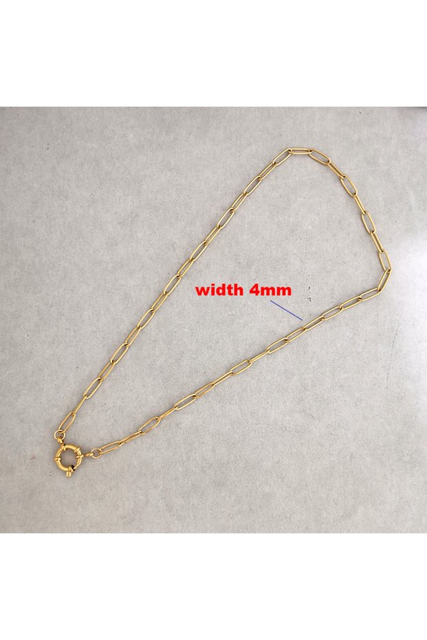 necklace 45cm 4mm Gold Anchor Clasp Necklace Women Men Choker Stainless Steel Geometric Link Cuba Ch