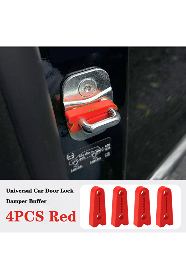 4PSC Red Universal Car Door Lock Damper Buffer Car shock-proof silencer pad car door shock-absorbing