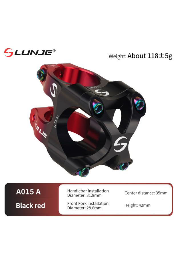 Black Red LUNJE Popular MTB Road Bike Stem Short Handlebar Stem Bicycle Parts Two-color Gradient Ste