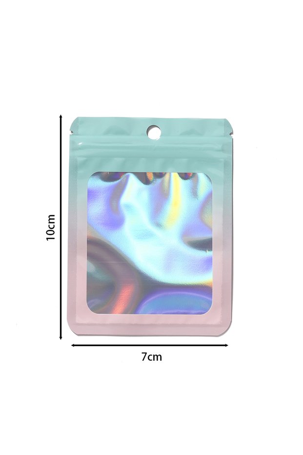 Green 7x10cm 50pcs Thicken Ziplock Bags Gradient Holographic Laser AB Color Plastic Pouch for DIY Je