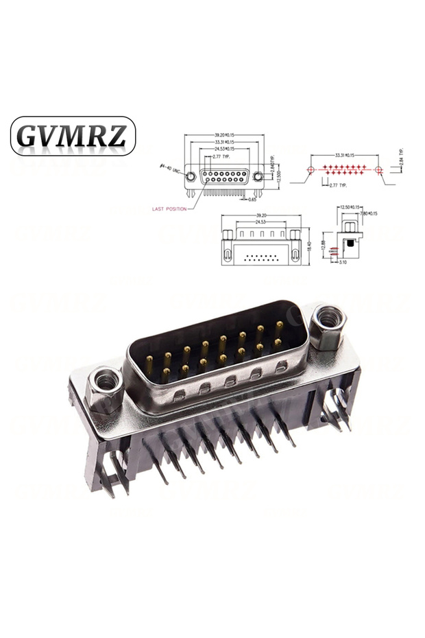 DR15 Male 5PCS DR9 DR15 DR25 Female Male PCB Mount D-Sub PCB Connector RS232 Connector 90-degree Ben