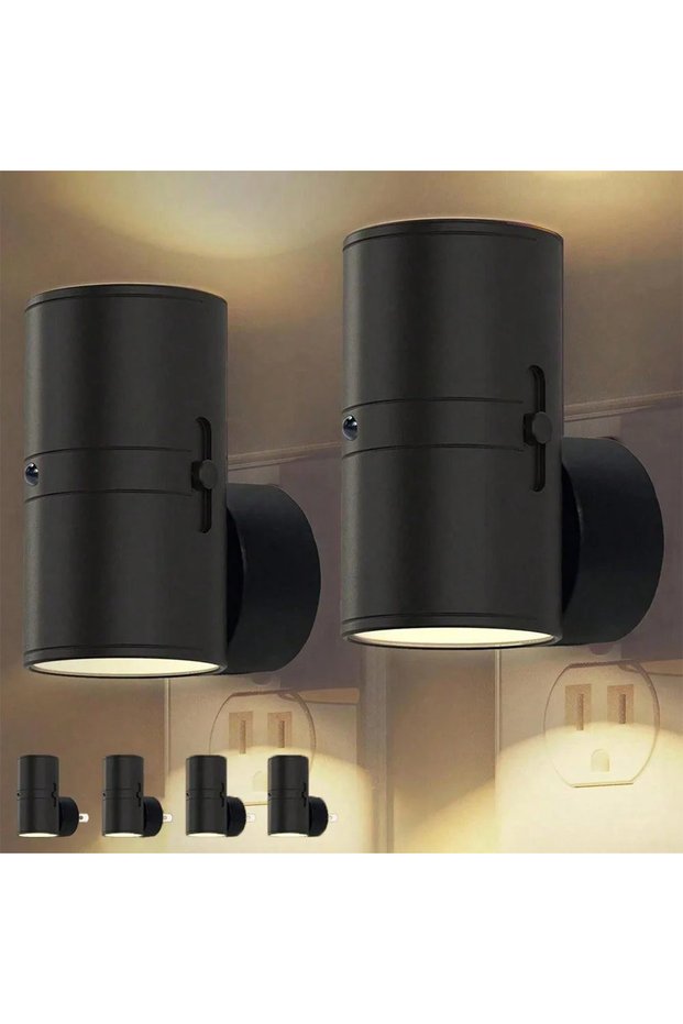 EU Warm-4PCS 1/2/4 LED Night Light Plug Type Dusk To Dawn Sensor with Adjustable Brightness for Corr
