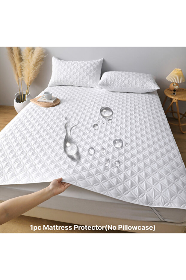 150x200cm White Waterproof Mattress Protector Cover with Elastic Band Soft Breathable Mattress Pad f