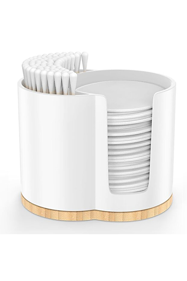 WHITE 2-Slot Cotton Swab Ball Qtip Holder Bathroom Organizer Accessories Jar Plastic Container Dispe