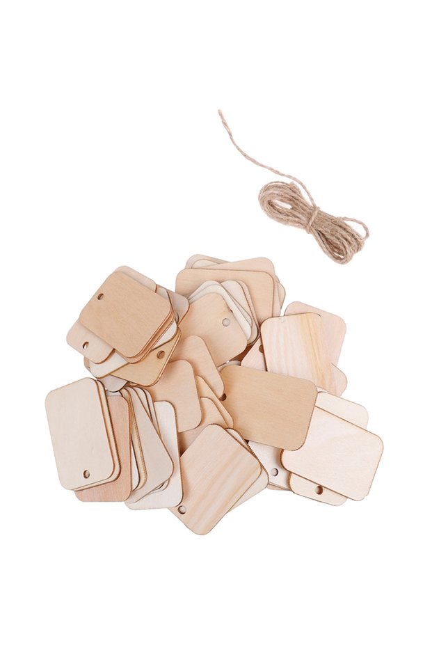 SYHG045 50 Pcs Ornament Wood Planks Tags Wooden Hanging Labels Sheet DIY Engraving Crafts