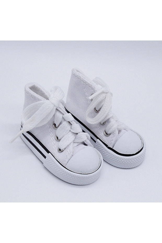 WHITE 7.5CM Doll Sneakers Assorted Colors Doll Fashion Canvas Shoes for 1/3 1/4 BJD Dolls Toy Hand M