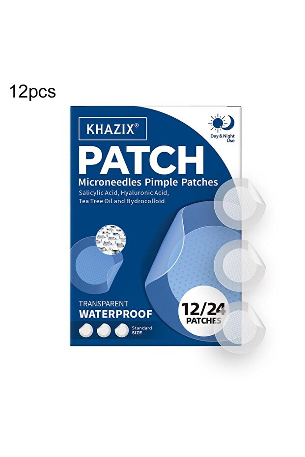 blue-12pcs 12/24PCS Micro Needle Pimple Patch Hydrocolloid Micropoint Pimple Patch For Acne Pimples