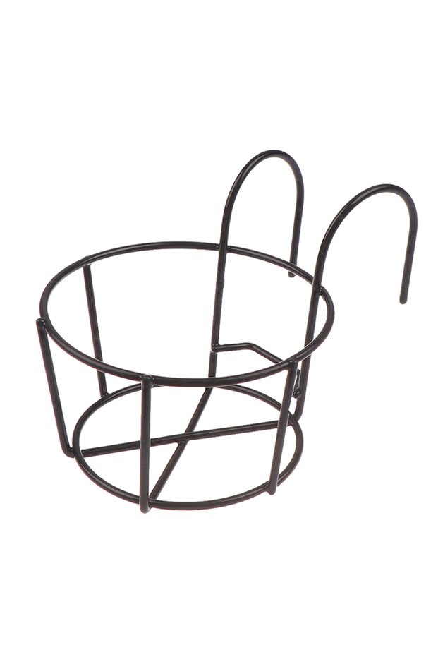 Black Garden Hanging Plant Iron Racks Balcony Round Flower Pot Rack Railing Fence