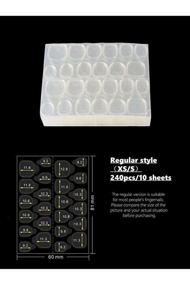 Transparent 240 Pcs/10 Sheets Double Side Glue Nail Sticker, Nail Glue Stickers Transparent, Waterpr