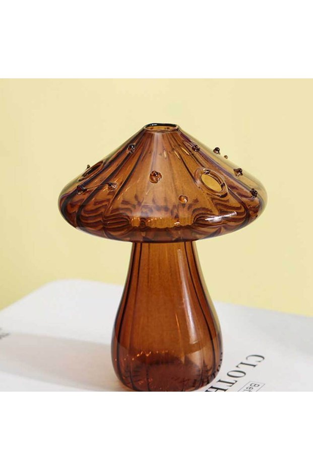 C Colourful Mushroom Vase Creative Hydroponic Transparent Glass Aromatherapy Vase Living Room Dinin.