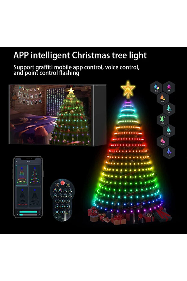 2.1M US Plug RGB 2.1M LED Christmas Tree Decorative Light Lntelligent IDeal LED APP Application Cont