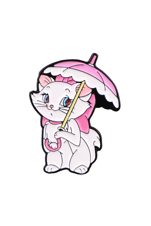 2 Cute Cat Enamel Pin Cartoon Villain Brooch For Coat Women's Brooches Fashion Lapel Badges Jewelry.