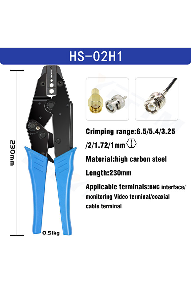 كماشة تجعيد HS-02H1، أدوات تثبيت، طقم أطراف كابلات محورية/غطاء، 230 مم، HS-40J متعدد الوظائف YE