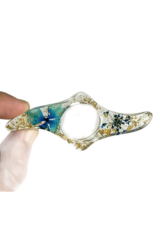 blue-1pc 1/2/3 Pcs Dried Flower Resin Book Page Holders Colorful Clear Thumb Rings Book Page Holder