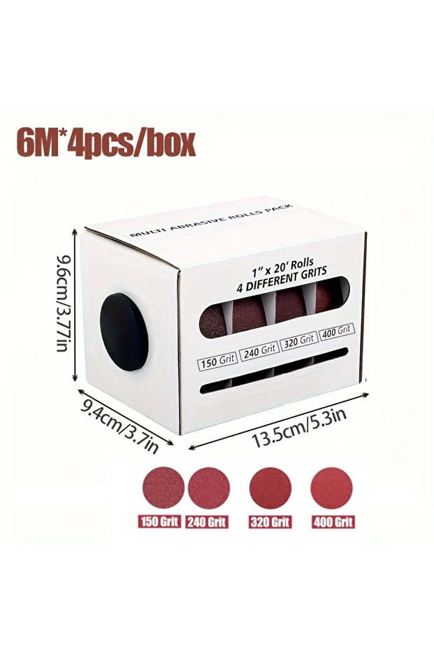 4 لفات (P150-400) 1/4/5/6 أداة كشط، لفة ورق صنفرة بطول 6 متر وعرض 25 سم، قماش صنفرة