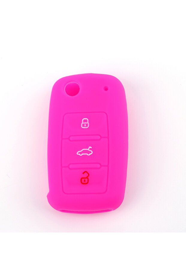Rose red Car Case For Volkswagen Polo Golf Passat Beetle Caddy T5 Eos Tiguan Skoda Silicone Case Cov