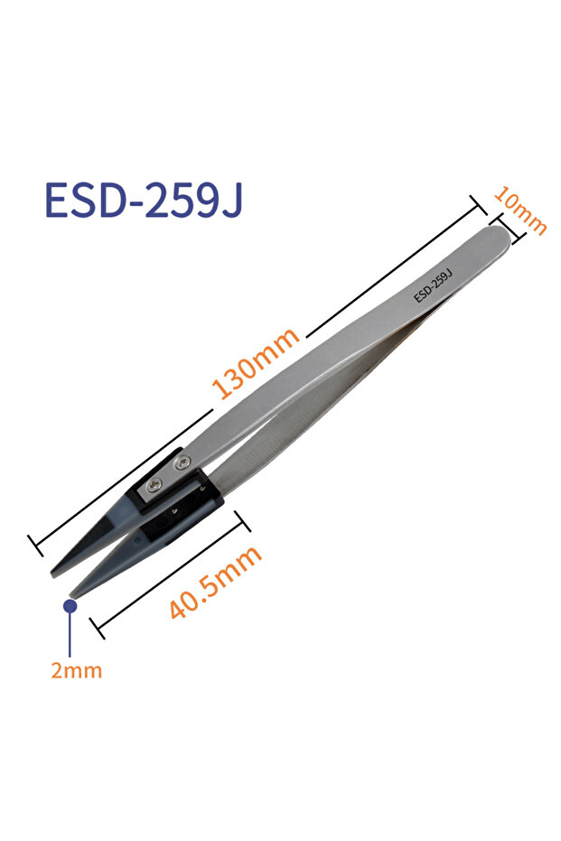 ملقط متعدد الوظائف من الفولاذ المقاوم للصدأ ESD 259J، طرف سيليكون قابل للاستبدال مانع للانزلاق، عالي الدقة