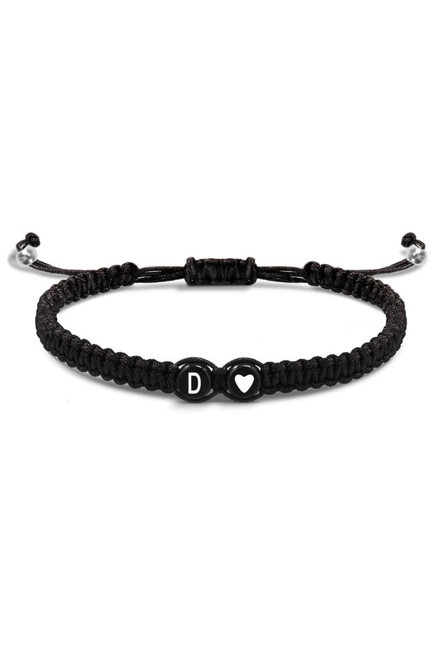 D 26 Letters Initial Heart Bracelets Handmade Adjustable A-Z Name Braided Bracelets For Women Men Fr