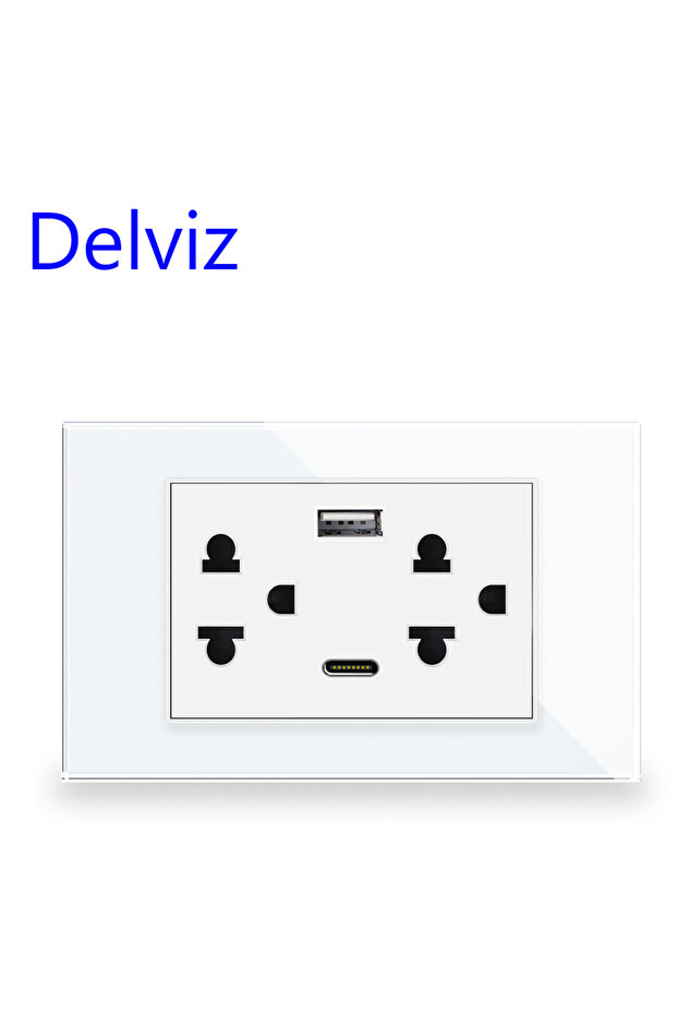 مقبس USB تايلاندي قياسي أبيض من Delviz، 110-250 فولت، لوحة 120 مم × 72 مم، تيار متردد تايلاندي 110~250 فولت، مثبت على الحائط