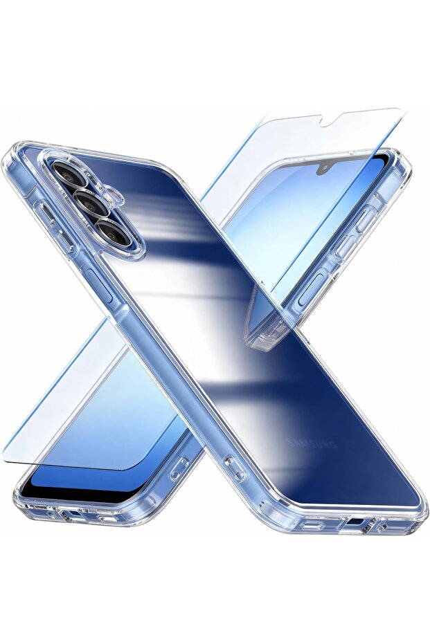 Galaxy A17 4G Case & Screen Protector Transparent Case for A17/A16 + 2Pcs Screen Protector Tempere