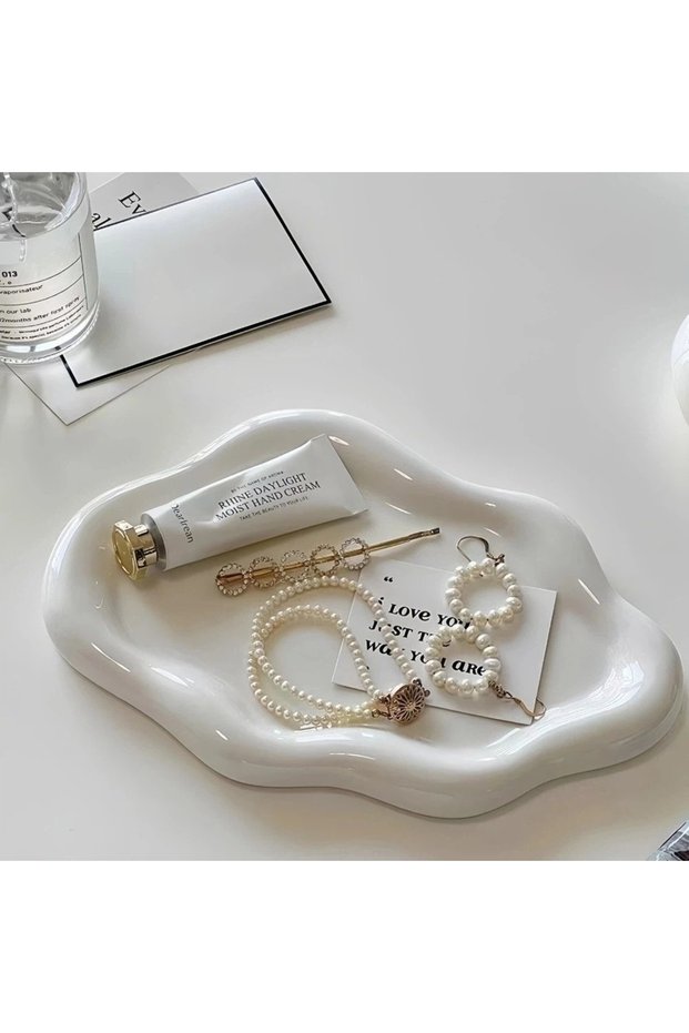 White Light Luxury Plastic Jewelry Tray Mini Cloud Shape Jewelry Display Plate Jewelry Dish Watches/