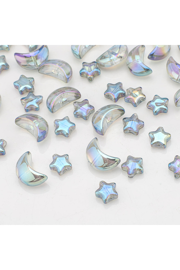 130TML 60Pcs Mixed Crystal Glass Star Moon Loose Pendants Beads Crafts For DIY Making Jewelry Handma