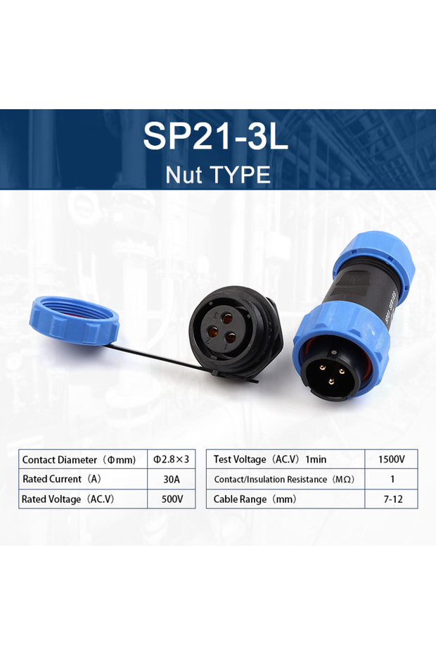 مجموعة واحدة SP21-3L SP21 IP68 مقبس قابس طيران، صامولة خلفية، ذكر/أنثى، موصل مقاوم للماء، تركيب على اللوحة 2