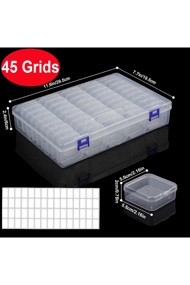 45 Grids DIY Diamond Painting Embroidery Storage Box, Nail Art Jewelry Rhinestone Mosaic Storage Con