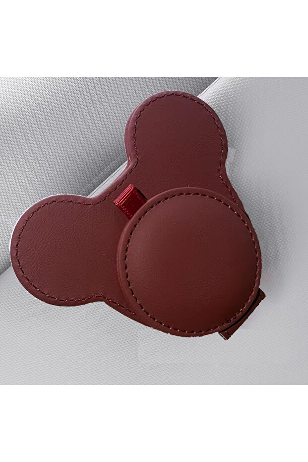 Wine Red Magnetic PU Leather Car Sun Visor Glasses Holder Multi-Functional Eyeglass Clip for Sunglas