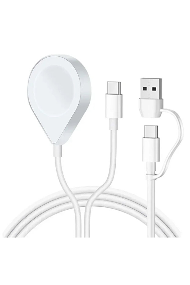 كابل USB-C ثلاثي الوظائف (3 في 2) لشحن الساعات وأجهزة iPhone، كابل شحن سريع متوافق مع
