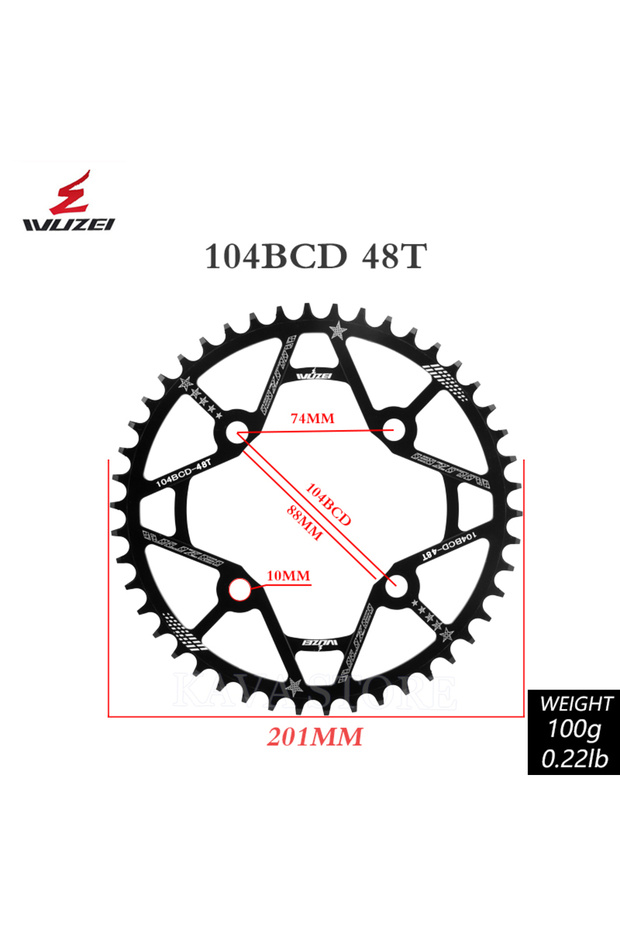 48T Wuzei 104BCD MTB Chainring Narrow Wide 104 BCD Crown Mountain Bike Sprocket 30 32 34 36 38 40 42