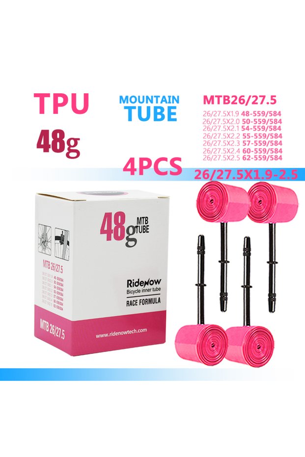 Presta Valve 45mm 26 27.5x1.9-2.5 4PC RideNow TPU Tube MTB 29" Bike Inner Tire 29x1.9 1.95 2.0 2.1 2