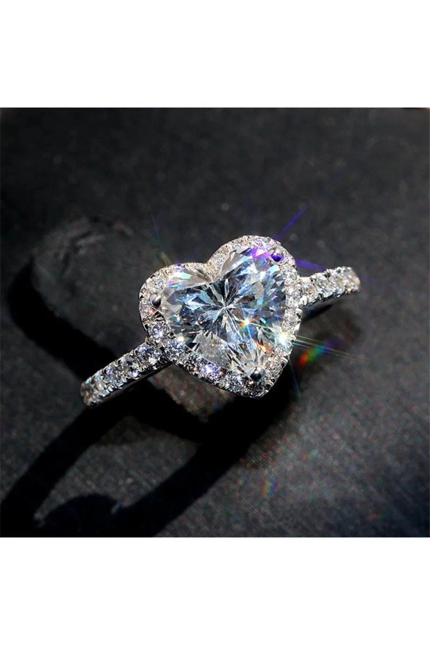R1138-Silver-6 R1138-Silver Luxury Silver Color Heart Ring for Women Exquisite Fashion Metal Inlaid