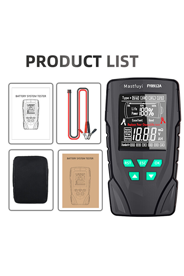 FY8912A MASTFUYI FY8912A Car Battery System Tester 12V 24V Car Motorcycle Truck System Analyzer 50-2