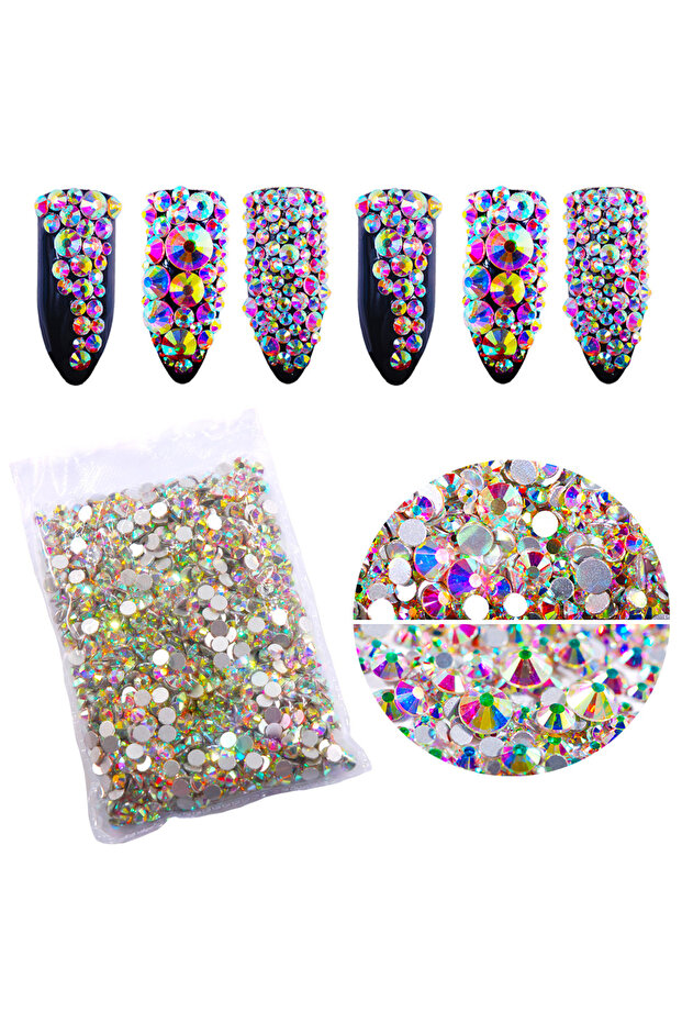 1440PCs-SS3 AB SS3-40 Clear White AB Crysta FlatBack Glass Rhinestones Non-HotFix for Nail Art Decor