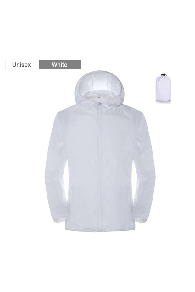 L Unisex-white Camping Waterproof Jacket Men Women Windbreaker Men Raincoat Rain Jacket Men Waterpro