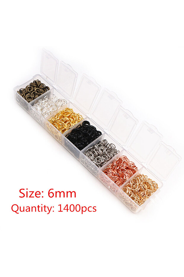 Mixed 6mm 1400pcs One Set Box 3 4 5 6 7 8 10mm 8 Colors Open Jump Rings Split Rings Link Loop For DI