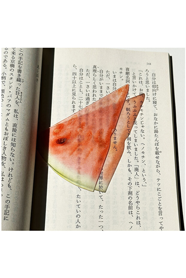 فاصل كتاب أكريليك شفاف بتصميم فواكه لطيف (بطيخ، برتقال، عنب) - قطعة واحدة