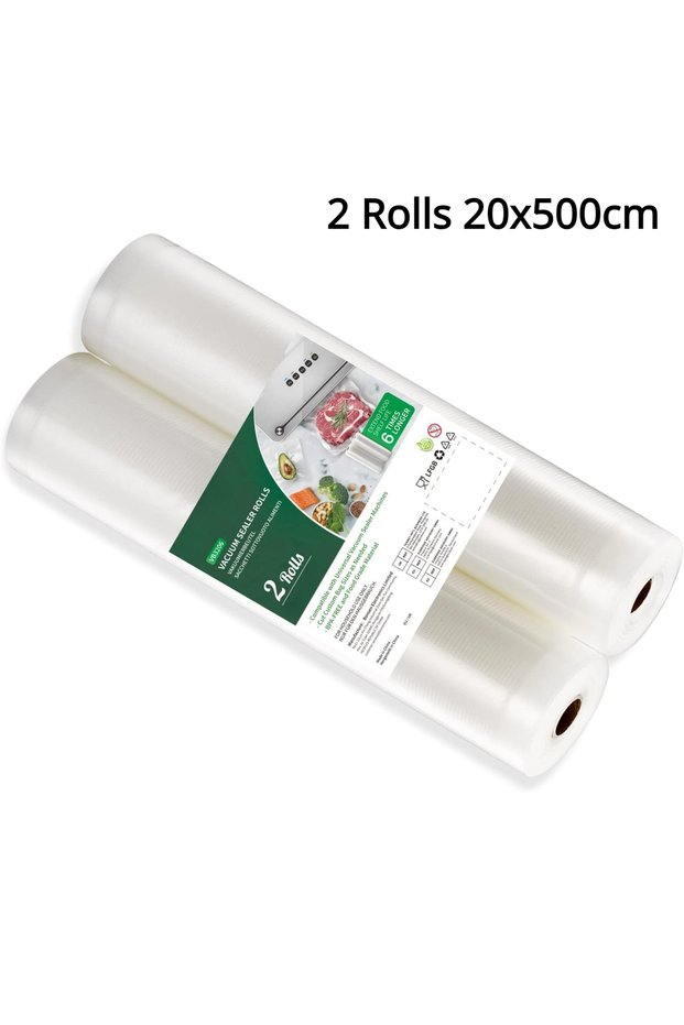 2 Rolls 20x500cm 2 Roll Vacuum Packaging Sealer Bags for Food Fresh Long Keeping, 20/28 X 500cm Food