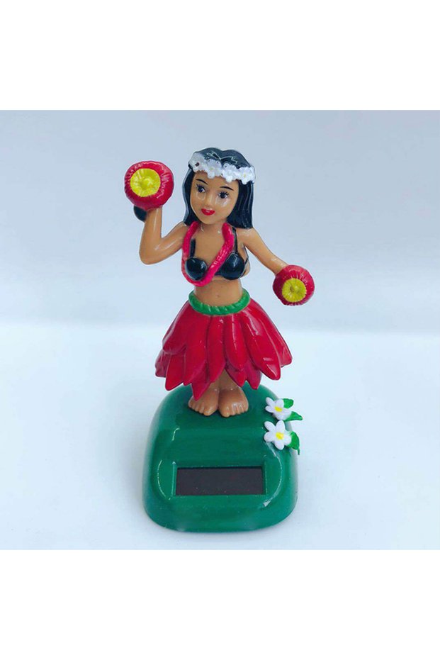 TypeB-Red Car Ornament Solar Ornament Bobblehead Doll Hawaiian Girl Shape Ornament Gift Creative Int