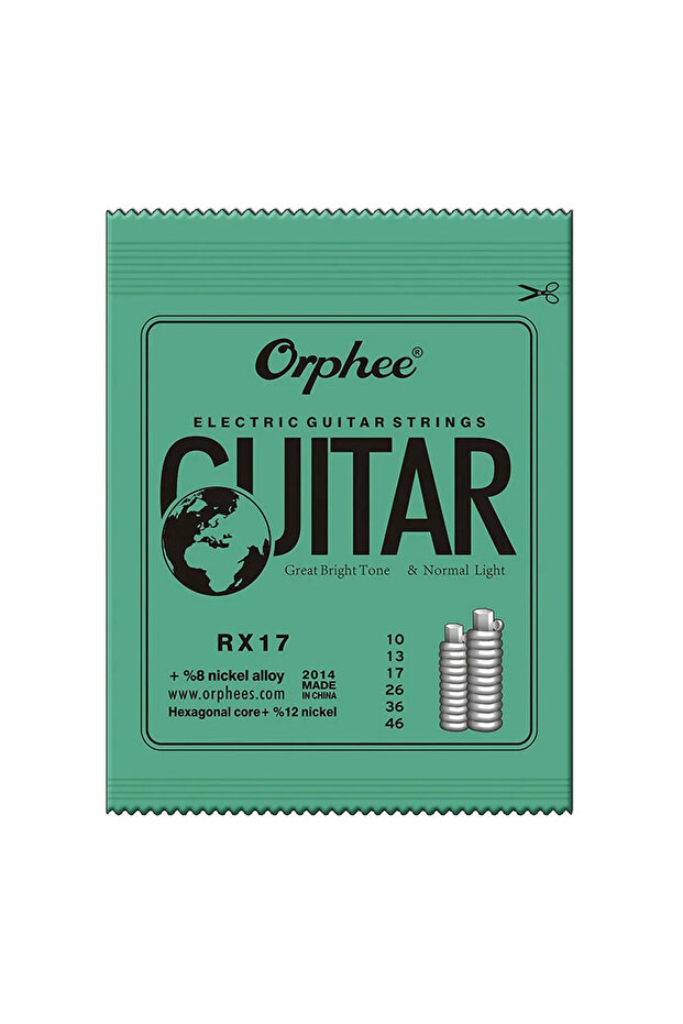 مجموعة أوتار جيتار كهربائي RX17 Orphee، 1/5/10 قطع، سلسلة RX، سداسية الشكل، مصنوعة من الفولاذ الكربوني، 6 أوتار للجيتار الكهربائي