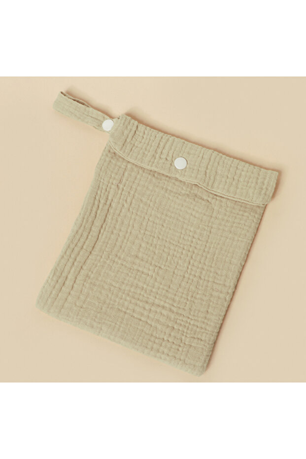 Khaki 100%Cotton Multi Functional Foldable Single Pocket Baby Outdoor Diaper Storage Bag Baby Bottle