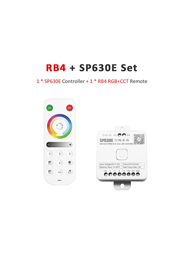 RB4 and SP630E SP630E LED Controller RGBCCT RGBW RGB CCT Single Color 12V 24V 5V Bluetooth Remote SM