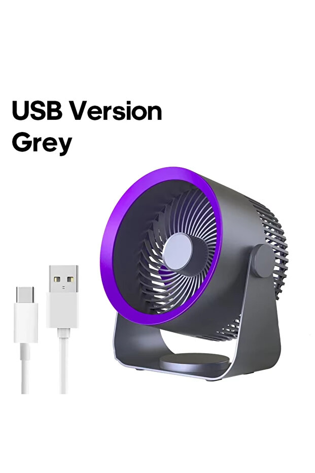مروحة كهربائية رمادية اللون تعمل بمنفذ USB، مروحة هادئة محمولة لاسلكية للمنزل، مروحة سقفية مكتبية A