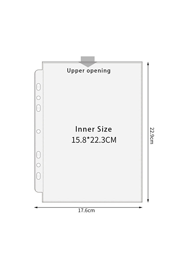 7Holes-1pocket 10pcs A5 3/7 Ring Binder Transparent Photo Album PP Inner Page Sleeves 1/2/4/6-Grid D