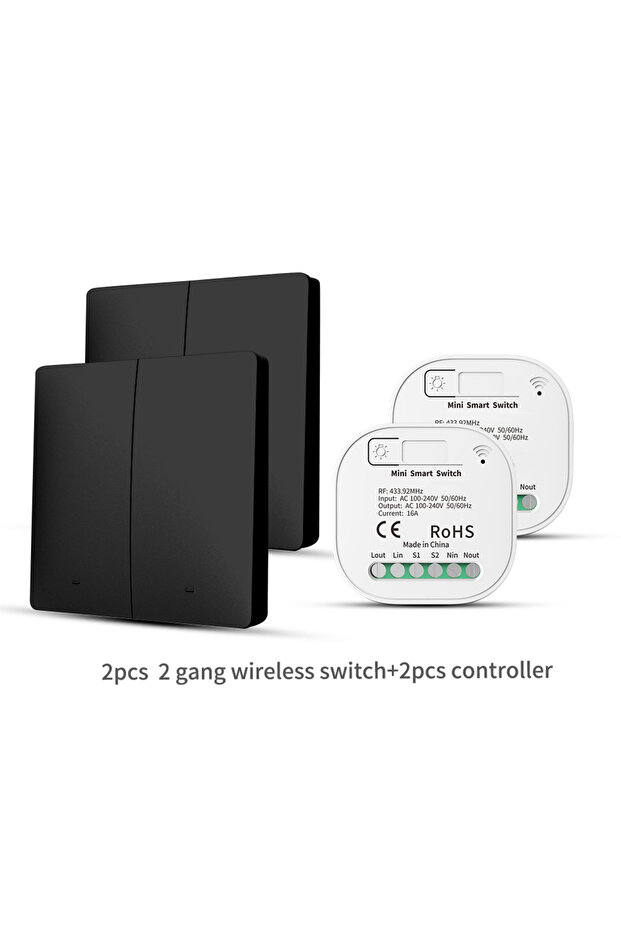 مفتاح إضاءة لاسلكي ذاتي التشغيل 2X2V2 B RF433، يعمل بالطاقة الحركية بدون بطارية، مرحل 16 أمبير، سهل التركيب والتعديل