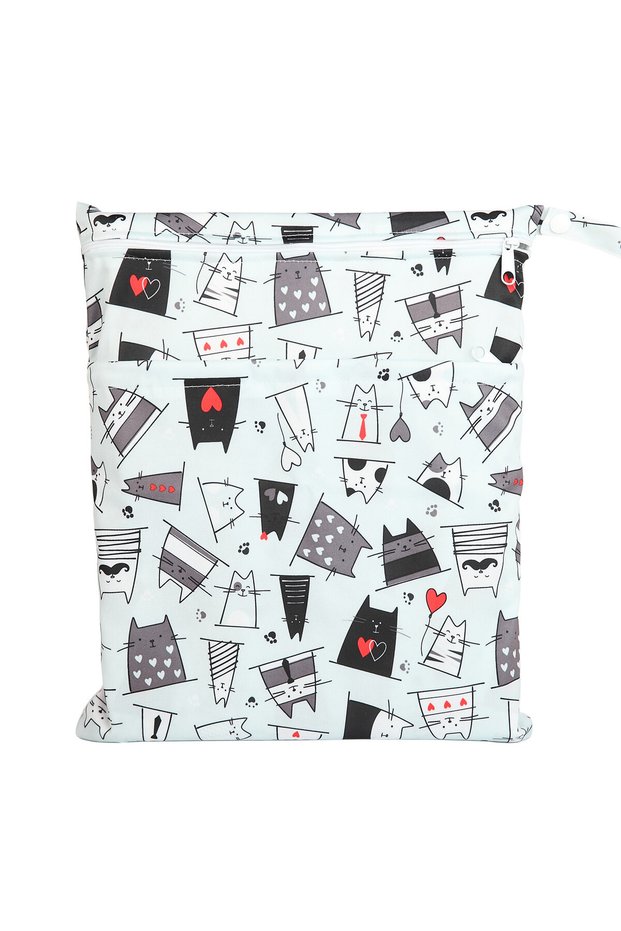 W105 [Sigzagor] Wet Dry Bag With Two Zippered Baby Diaper Nappy Waterproof Reusable Washable